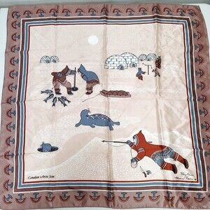 Vintage Tony & Eleanor Paine Canadian Arctic Skemo Square Scarf